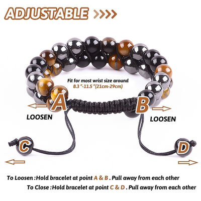 Verstelbare dubbele laag handgemaakte drievoudige steen gevlochten touw genezende armband