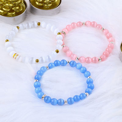 8 mm / 10 mm / 12 mm Ronde Katten Oog Edelsteen Armband Voor Kleding Matching