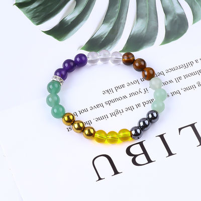Handgemaakte elastische kristal edelsteen kraal geld rijkdom armband