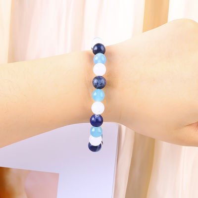 Duidelijk kwarts / Sodalite / Blauwe Chalcedonie 8mm Positieve Energie Kristal Perlen Armband