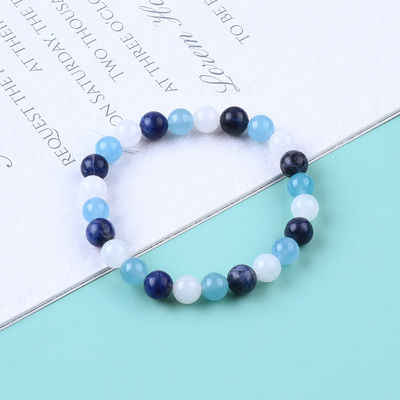 Duidelijk kwarts / Sodalite / Blauwe Chalcedonie 8mm Positieve Energie Kristal Perlen Armband