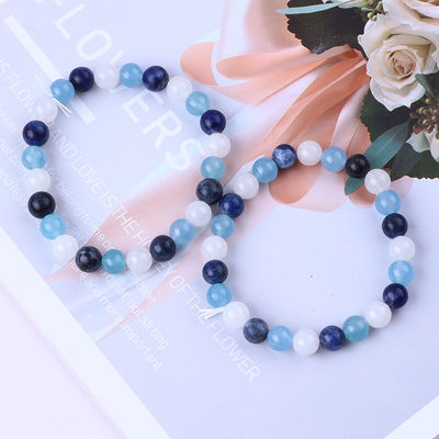Duidelijk kwarts / Sodalite / Blauwe Chalcedonie 8mm Positieve Energie Kristal Perlen Armband