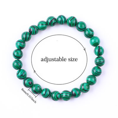 Elastische natuurlijke groene malachiet Anti-angst Healing Perlen Armband