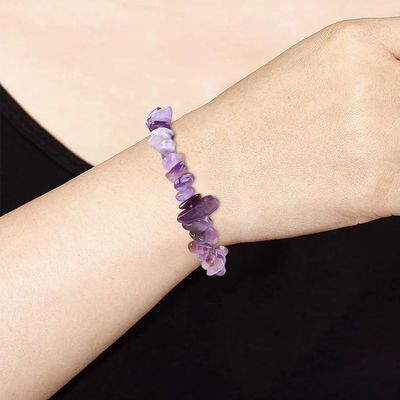 Handgemaakte chips grindsteen armband onregelmatig amethist Genezende energie sieraden