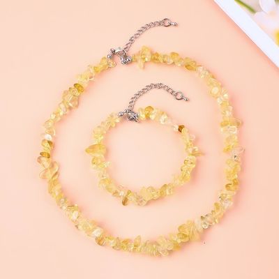 Handgemaakte verstelbare chips grind steen armband halsketting stel onregelmatige kristal helende energie sieraden kit