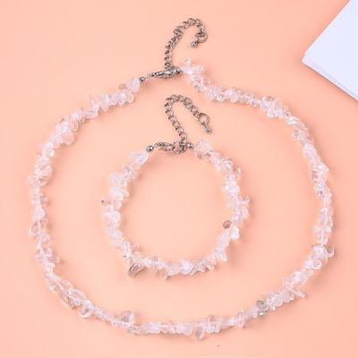 Handgemaakte verstelbare chips grind steen armband halsketting stel onregelmatige kristal helende energie sieraden kit