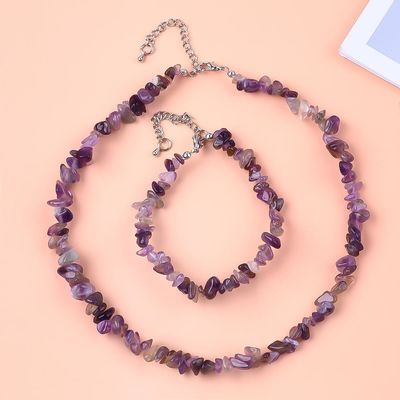 Handgemaakte verstelbare chips grind steen armband halsketting stel onregelmatige kristal helende energie sieraden kit