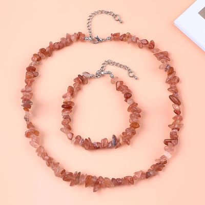 Handgemaakte verstelbare chips grind steen armband halsketting stel onregelmatige kristal helende energie sieraden kit