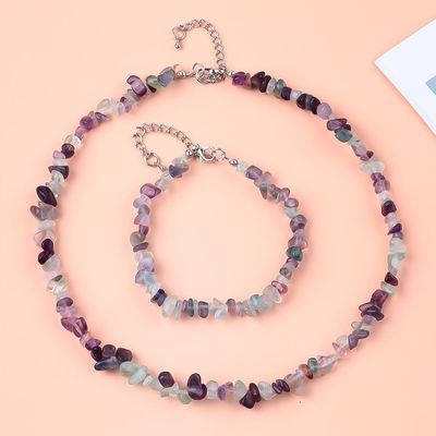 Handgemaakte verstelbare chips grind steen armband halsketting stel onregelmatige kristal helende energie sieraden kit