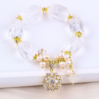 Handgemaakte edelsteen armband verstelbare amuletten helder kwarts armband natuursteen parel sieraden voor feest dagelijks dragen
