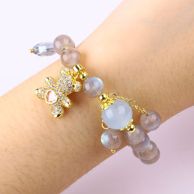 Labradorite / Amethyst Natuurlijke edelsteen Armband Verminder negatieve energie