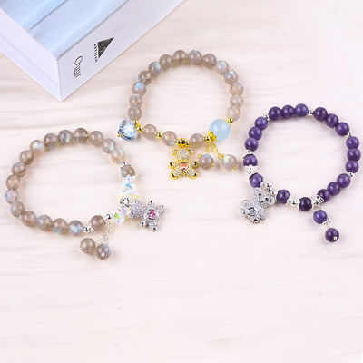 Labradorite / Amethyst Natuurlijke edelsteen Armband Verminder negatieve energie
