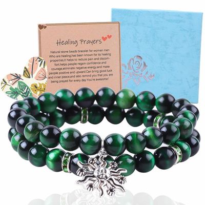 Handgemaakte Ronde Groene 10 mm Tiger Eye Perlen Armband Crystal Healing