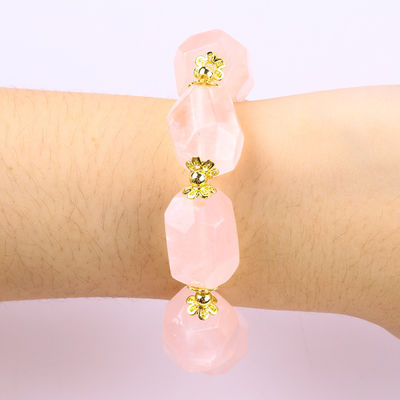 Handgemaakte edelsteen armband verstelbare amuletten rozen kwarts armband natuursteen parel sieraden voor feest dagelijks dragen