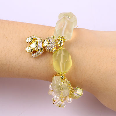 Handgemaakte edelsteen armband verstelbare amuletten citroen armbanden natuursteen parel sieraden voor feest dagelijks dragen