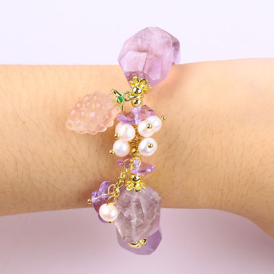 Handgemaakte edelsteen armband verstelbare amuletten Amethyst armbanden natuursteen parel sieraden voor feest dagelijks dragen