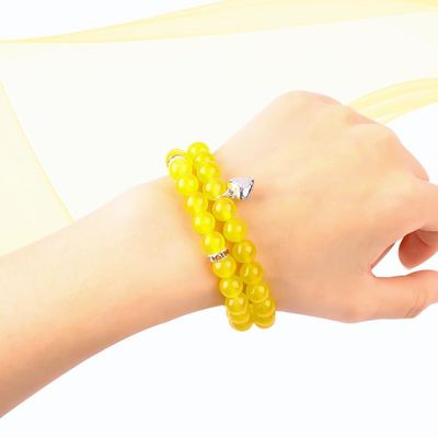 Elastische ronde 8mm edelsteen kraal gele jade kristal armbanden OEM ODM