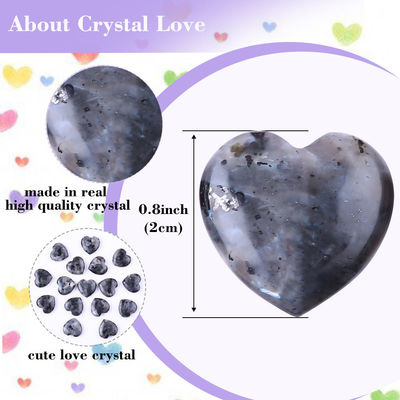 0.8 inch zwarte Labradorite hartvormige genezende stenen voor juwelen maken
