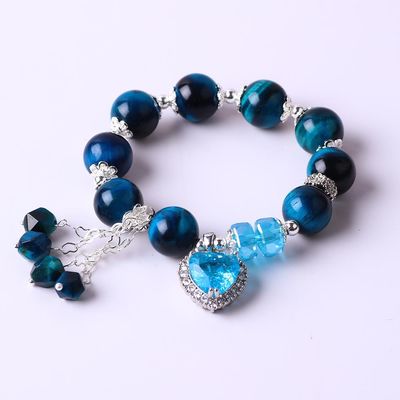 Handgemaakte ronde kraal kristal edelsteen elastische armband met luxe charmes