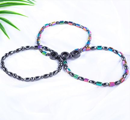 Edelsteenkralen afslanking magnetische hematiet steen enkel armbanden met vijf sterren symbool