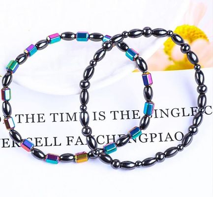 Edelsteenkralen afslanking magnetische hematiet steen enkel armbanden met vijf sterren symbool