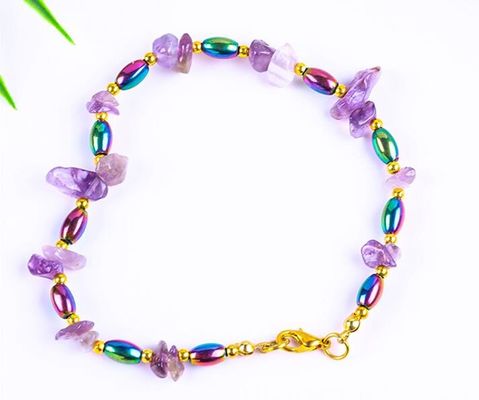 Hematite steen enkelband Armbanden met kristal chip grind steen enkelketting sieraden