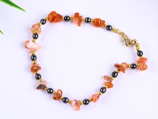 Hematite steen enkelband Armbanden met kristal chip grind steen enkelketting sieraden
