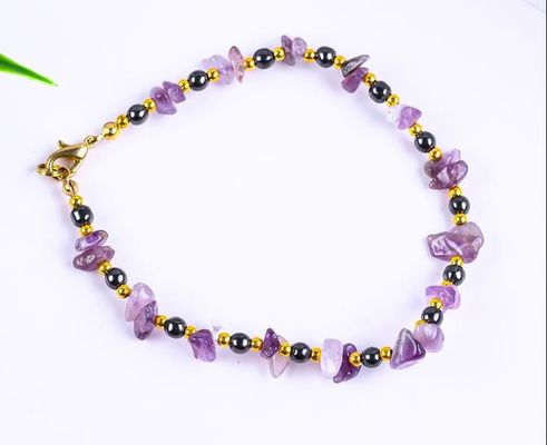 Hematite steen enkelband Armbanden met kristal chip grind steen enkelketting sieraden