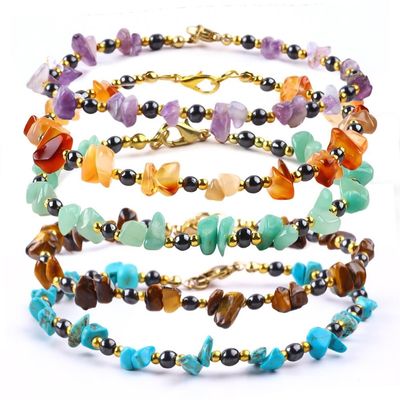 Hematite steen enkelband Armbanden met kristal chip grind steen enkelketting sieraden