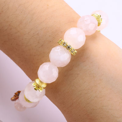 Handgemaakte edelsteen kraan Armband Natuurlijke roos kwarts Verstelbare giraffe charme armband Voor feest dagelijks dragen