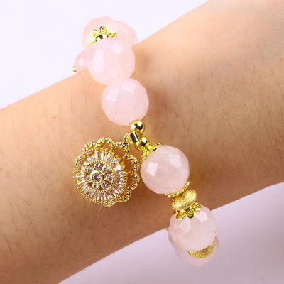 Handgemaakte edelsteen kraan Armband Natuurlijke roos kwarts Verstelbare giraffe charme armband Voor feest dagelijks dragen