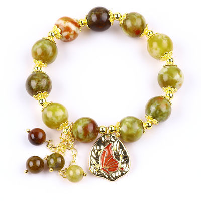 Handgemaakte edelsteen kraan Armband Natuurlijke gele draak Bloedsteen Verstelbare charme Armband Voor feest dagelijks dragen