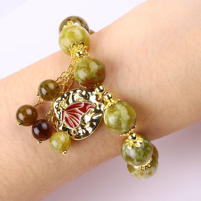 Handgemaakte edelsteen kraan Armband Natuurlijke gele draak Bloedsteen Verstelbare charme Armband Voor feest dagelijks dragen