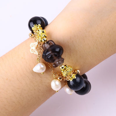 Handgemaakte edelsteen kraan Armband Natuurlijke inkt Blauwe tijger oog Verstelbare peel charme armband Voor feest dagelijks dragen