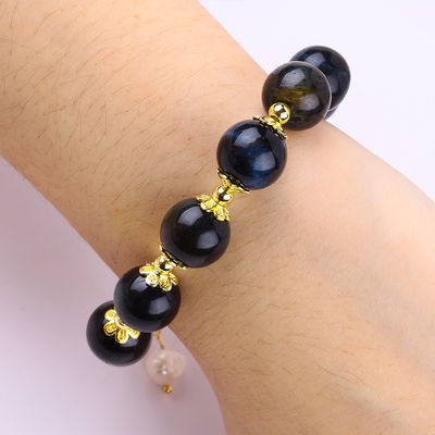 Handgemaakte edelsteen kraan Armband Natuurlijke inkt Blauwe tijger oog Verstelbare peel charme armband Voor feest dagelijks dragen