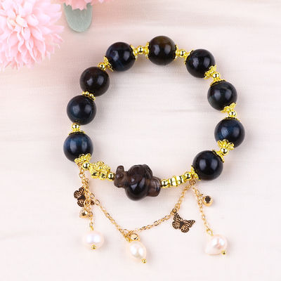 Handgemaakte edelsteen kraan Armband Natuurlijke inkt Blauwe tijger oog Verstelbare peel charme armband Voor feest dagelijks dragen