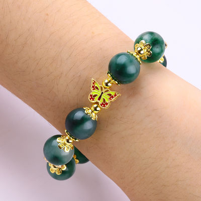 Handgemaakte edelsteen kraan Armband Groen Chalcedonium Armband Verstelbare charme Armband Voor feest dagelijks dragen
