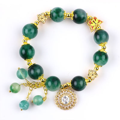 Handgemaakte edelsteen kraan Armband Groen Chalcedonium Armband Verstelbare charme Armband Voor feest dagelijks dragen