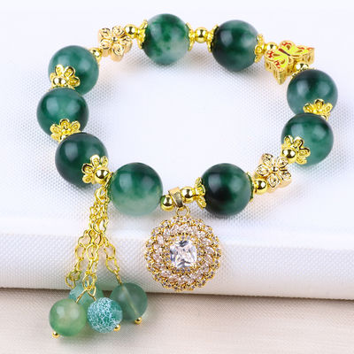 Handgemaakte edelsteen kraan Armband Groen Chalcedonium Armband Verstelbare charme Armband Voor feest dagelijks dragen