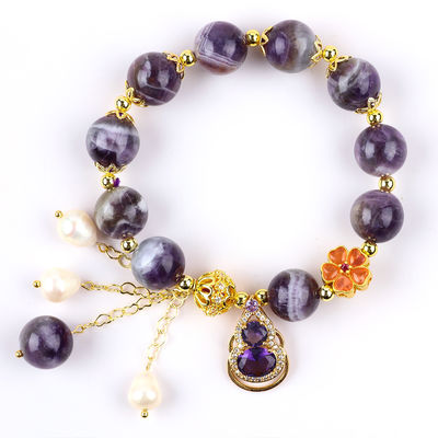 Handgemaakte Edelsteen Perlen Armband Natuurlijk Amethyst Verstelbare Peel Charms Armband Voor Feest dagelijks dragen