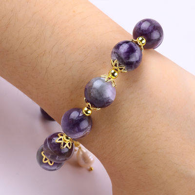 Handgemaakte Edelsteen Perlen Armband Natuurlijk Amethyst Verstelbare Peel Charms Armband Voor Feest dagelijks dragen