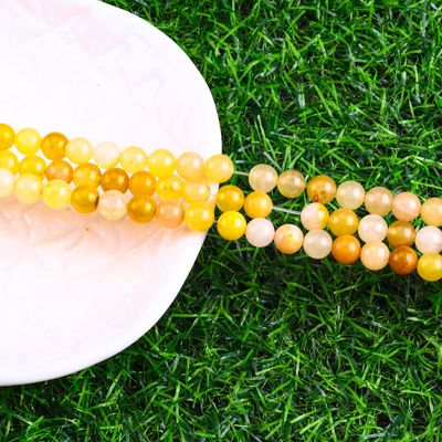 Donkere gele jade ronde kralen natuurlijke kristal edelsteen verschillende grootte van de kralen losse kralen strengen voor doe-het-zelf sieraden