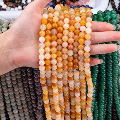 Donkere gele jade ronde kralen natuurlijke kristal edelsteen verschillende grootte van de kralen losse kralen strengen voor doe-het-zelf sieraden