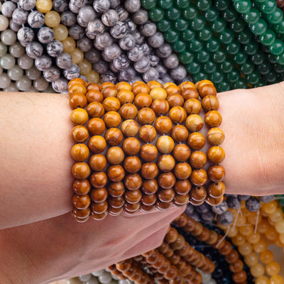 Gele houtkorrel ronde kralen natuurkristal edelsteen hout jaspis losse kralen strengen voor zelfstandig sieraden maken