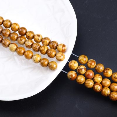 Gele houtkorrel ronde kralen natuurkristal edelsteen hout jaspis losse kralen strengen voor zelfstandig sieraden maken