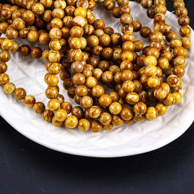 Gele houtkorrel ronde kralen natuurkristal edelsteen hout jaspis losse kralen strengen voor zelfstandig sieraden maken