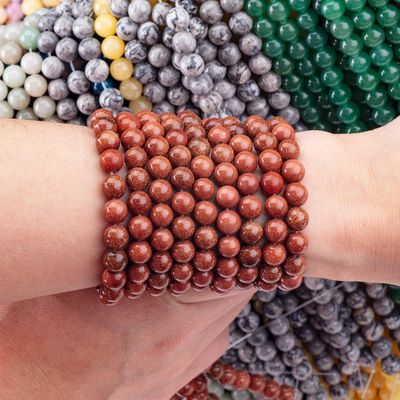 Goud zandsteen ronde kralen natuurlijke kristal edelsteen losse kralen strengen voor doe-het-zelf sieraden maken