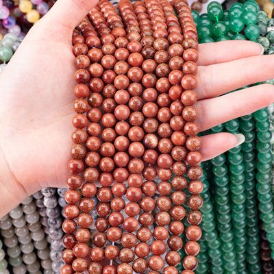 Goud zandsteen ronde kralen natuurlijke kristal edelsteen losse kralen strengen voor doe-het-zelf sieraden maken