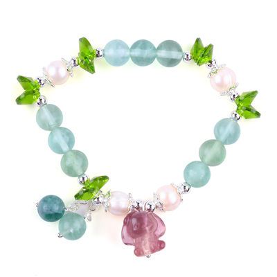 8mm halfschmuck fluoriet met paarse melodie gesneden stretch armband cadeau