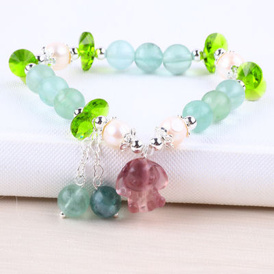 8mm halfschmuck fluoriet met paarse melodie gesneden stretch armband cadeau